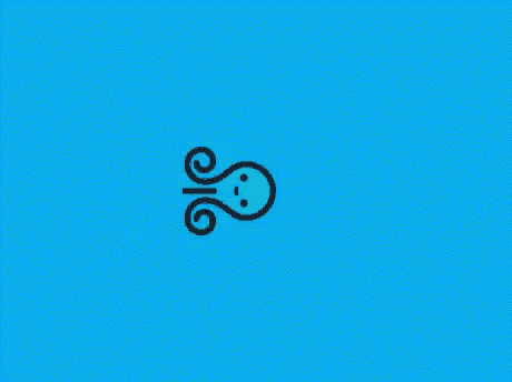 an octopus with a smiley face on a blue background