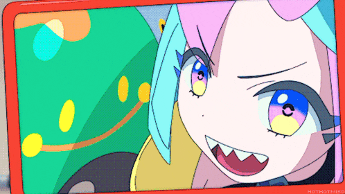 a cartoon of a girl with sharp teeth and the word hotmoth on the bottom right corner