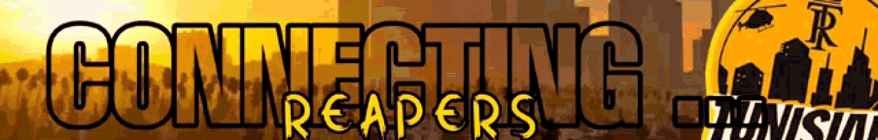 a banner for connecting reapers is shown with a city skyline in the background