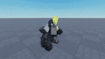 a video game character with a sword is walking on a grid floor