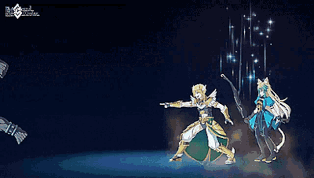 a video game character is holding a bow and arrow in the air
