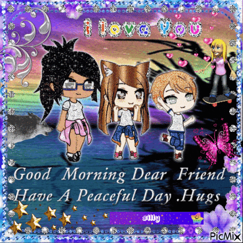 a good morning dear friend have a peaceful day hugs greeting card