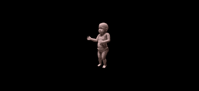 a baby in a diaper is dancing in the dark