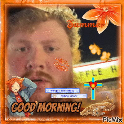 a picture of a man with a kiss on his face says good morning