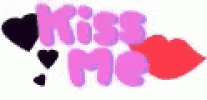 the word kiss me is surrounded by hearts and lips .