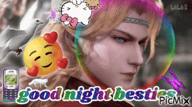 a picture of a man with a smiley face and the words good night besties picmix