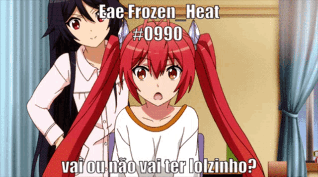 a picture of two anime girls with the caption " eae frozen heat # 0990 "