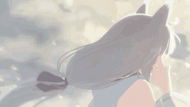 a drawing of a girl with long hair and a bird in the background