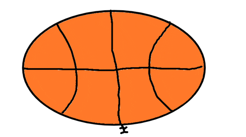 a drawing of a basketball with a black outline