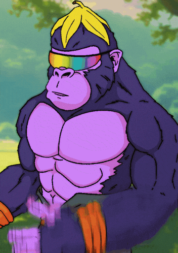 a cartoon drawing of a gorilla with sunglasses on
