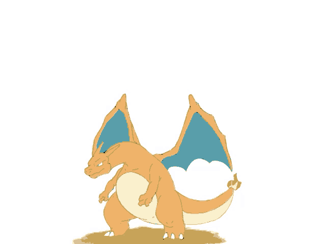 a cartoon drawing of a dragon with a big belly