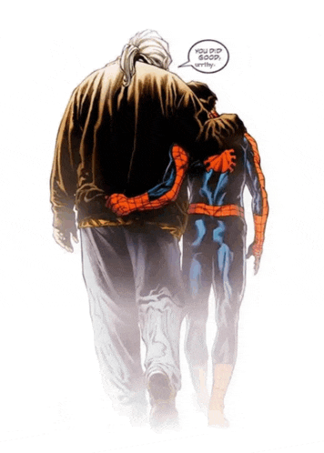 a comic book scene with a speech bubble that says " you did good , auntly "
