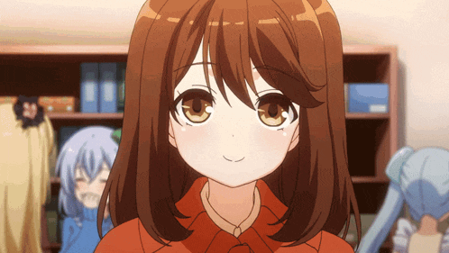 a close up of a girl with brown hair