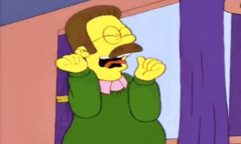 a cartoon character with a mustache is standing in front of a window with his mouth open .