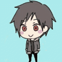 a cartoon of a boy with his mouth open and hearts around him .