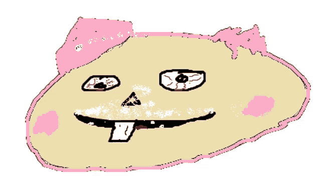 a drawing of a smiley face with a pink hat