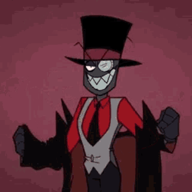 a cartoon character in a top hat is standing next to a cartoon character in a top hat .