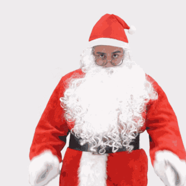 a man dressed as santa claus with the words thank you below him