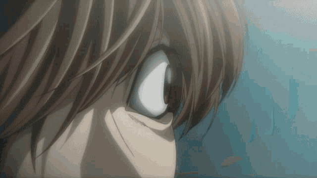 a close up of a person 's face with a very large eye