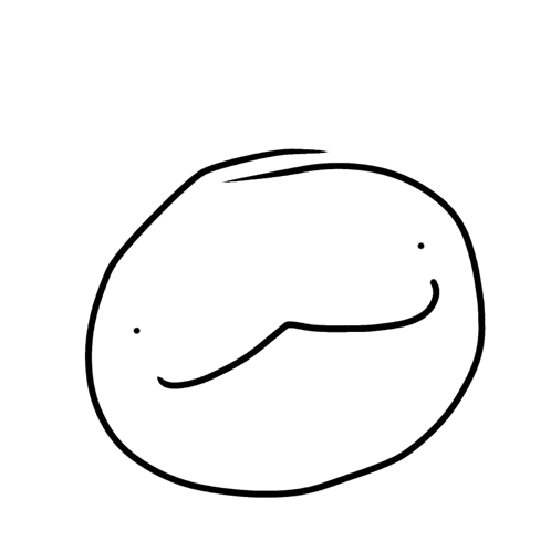 a black and white drawing of a face with a smile