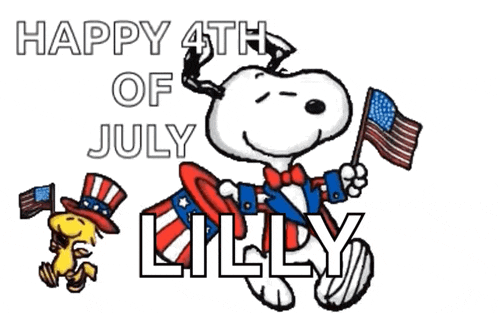 a happy 4th of july greeting card with snoopy and woodstock on it