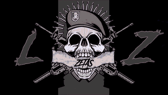 a drawing of a skull with the word zetas written on it