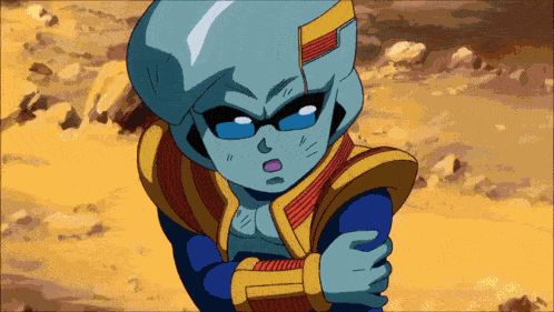 a cartoon character with glasses and a blue helmet is standing in the desert