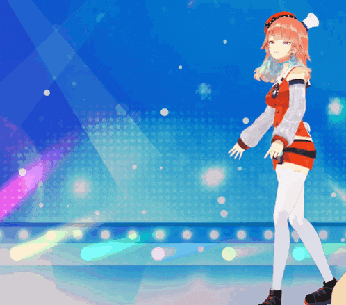 a cartoon of a girl in a santa outfit
