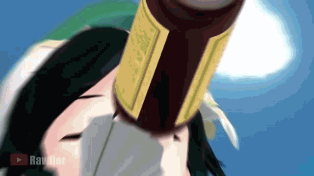 a person with a bottle on their head that says ' rawder ' on the bottom