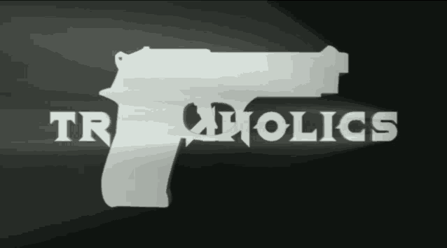 a silhouette of a gun with the words " tr aholics " below it