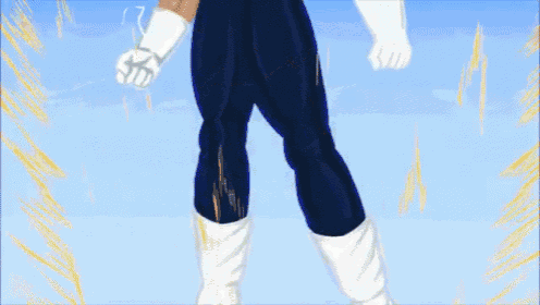 a cartoon drawing of a man in a black tank top and white gloves