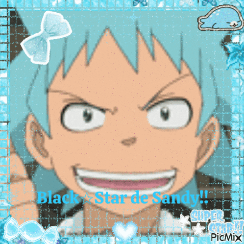 a picture of a cartoon character with the name black star de sandy