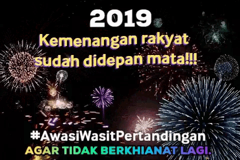 a fireworks display with the year 2019 written above it