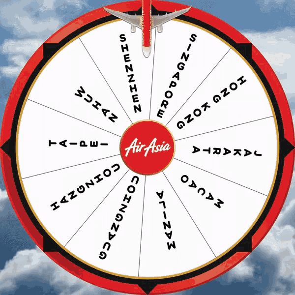 a red and white spinning wheel with air asia written on it