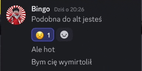 a screenshot of a message from bingo with a smiley face