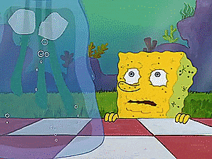 a cartoon of spongebob squarepants looking out a window