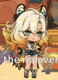 a cartoon girl with a cat ear and the words " the ria ever "