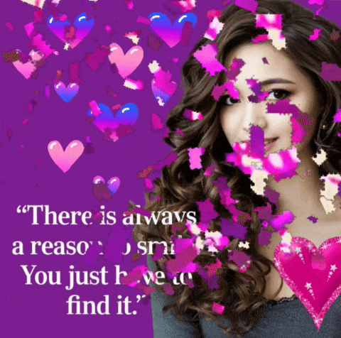a woman is surrounded by pink hearts and a quote that says " there is always a reason "