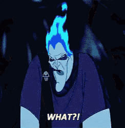a cartoon character with flames coming out of his mouth and the words what on the bottom