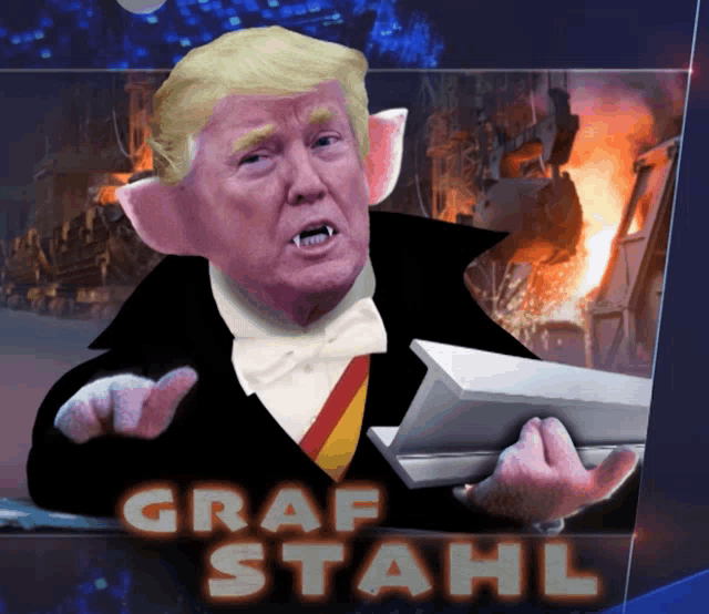 a cartoon of donald trump with the name graf stahl above him