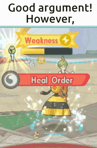 a screenshot of a video game that says good argument however