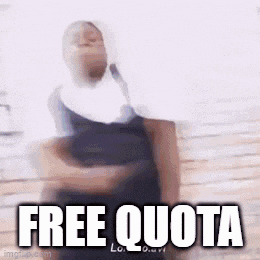a woman in a nun costume is holding a bag and the words `` free quota '' are written above her .