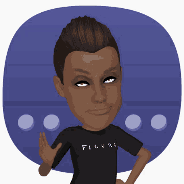 a cartoon of a man wearing a black shirt that says figure