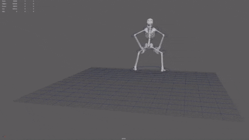 a 3d model of a skeleton on a grid
