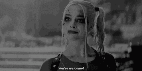 a black and white photo of harley quinn from the movie suicide squad .