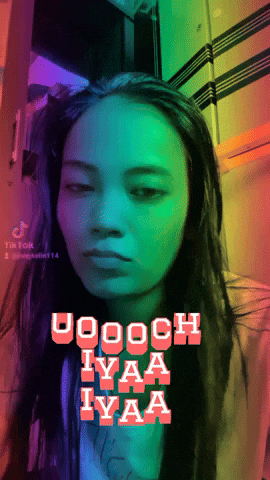 a woman 's face is shown with the words " ooooch iyaa iyaa " written on it