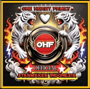 a logo for one heart family shows two tigers and a heart