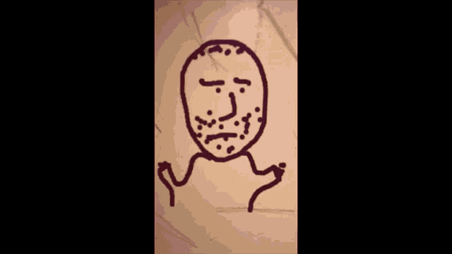 a drawing of a person 's face with the letter j visible on it