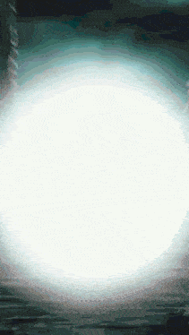 a white circle is surrounded by a dark blue background