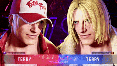 two men are standing next to each other with the name terry on the bottom